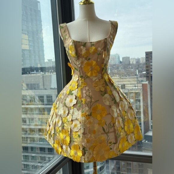 🆕 BRONX & BANCO 🧿 NWOT Jasmine Maraya Structured Mini Dress, Yellow, Sz L US 8 - Picture 10 of 16